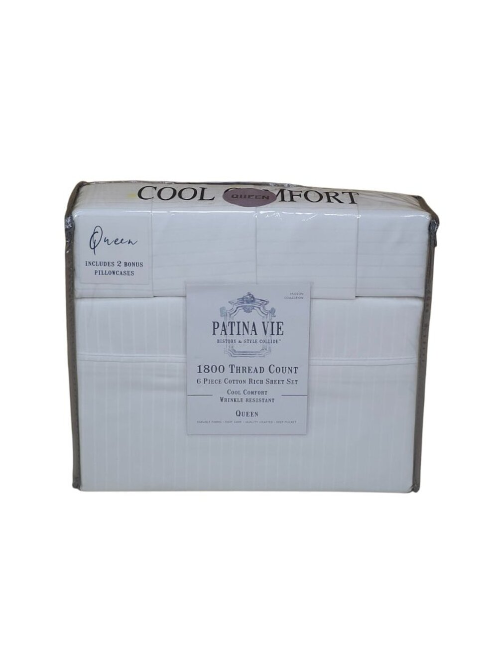 Patina Vie 6-Piece Cotton Rich 1800 Thread Count Queen Sheet Set Cool Comfort
